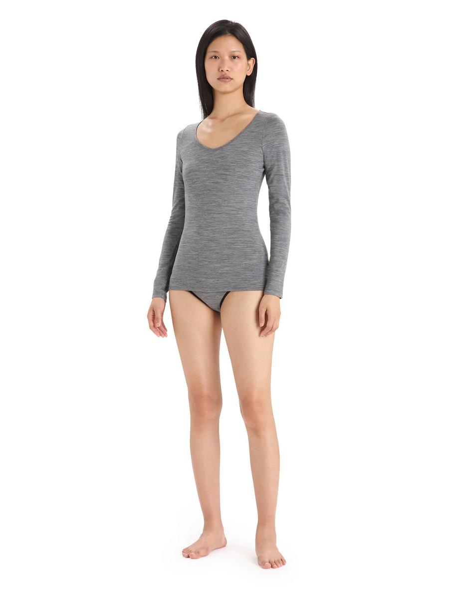 Sous Vêtement Icebreaker Merino Siren Long Sleeve Sweetheart Top Femme Grise | FR 1690HAPK